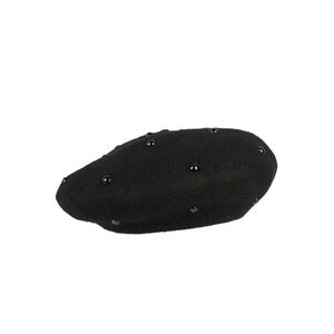 Kate Spade New York - Diamonte- Tonal Pearl Felt Wool Beret- Black- NWT- $98